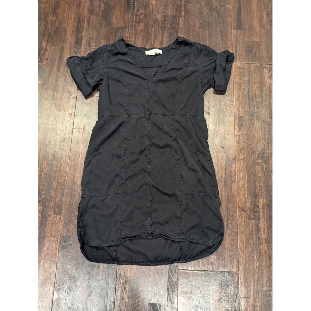 Pilcro Letterpress Anthropology Dress Womens Small‎ Black V Neck Roll Tab Tunic